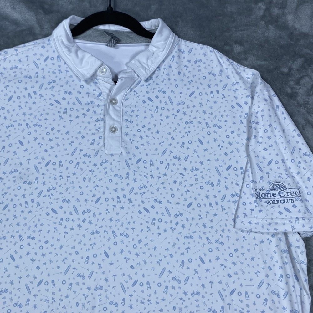 Anderson Ord Performance Golf Polo Mens XL Blue All Over Print Surfer Ultra Soft